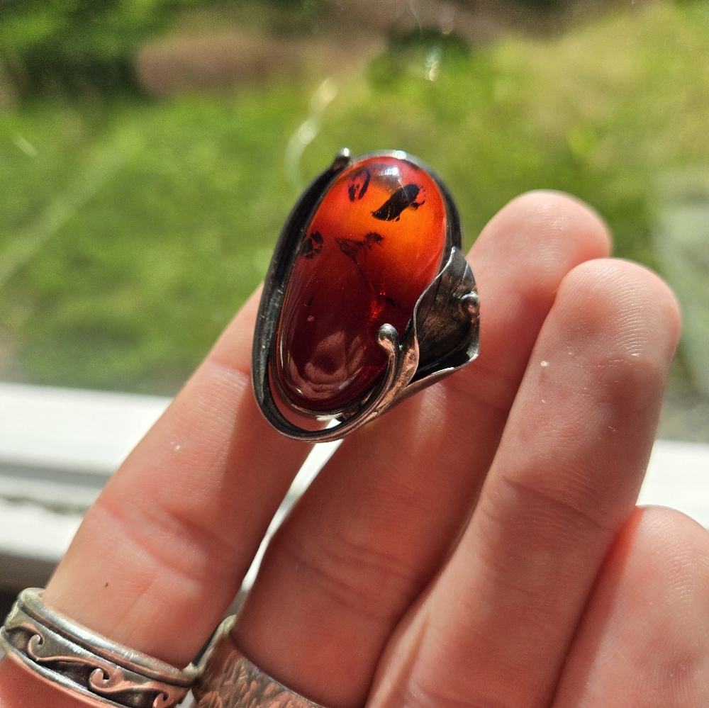Vintage Silver and Amber Pin/Broach(brooch)